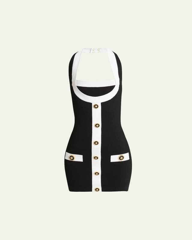 Halterneck Contract Trim Mini Dress